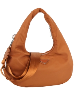 Nylon Triangle Plaque Shoulder Bag Hobo GLV-0174 BROWN